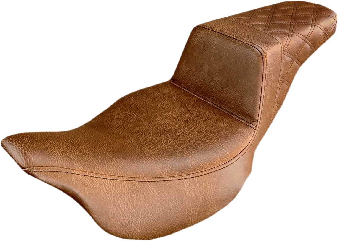 SADDLEMEN Step-Up Seat for FL (2008–2024) - Rear Lattice Stitch - Brown 808-07B-173BR