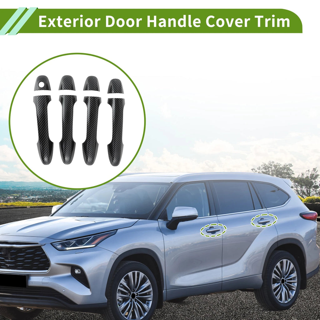 Exterior Door Handle Cover Trim for Toyota Highlander (2015–2019) Carbon Fiber Black