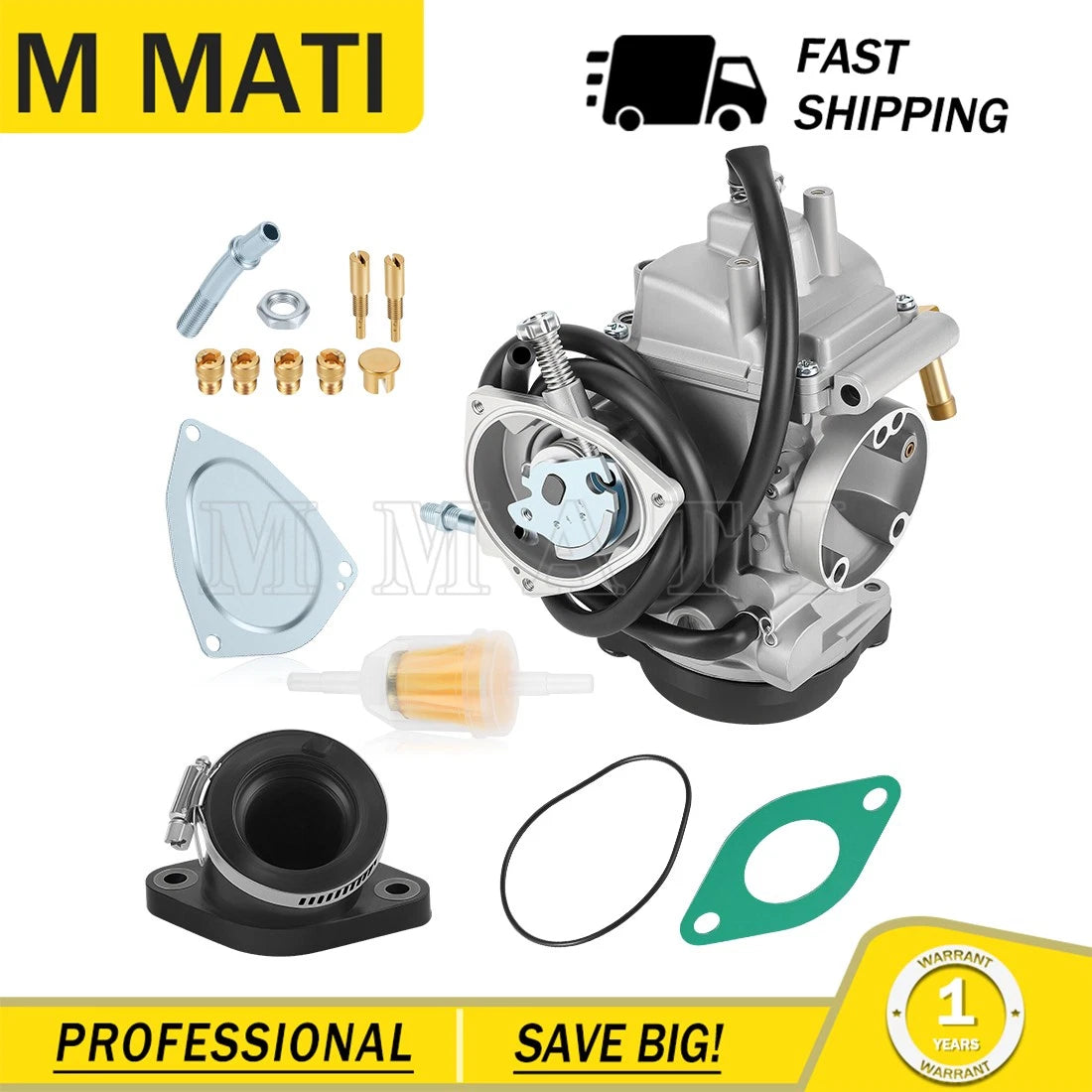 Carburetor w/ Intake Boot for Suzuki King Quad 300 LTF300F (1999–2002) 13200-39D42