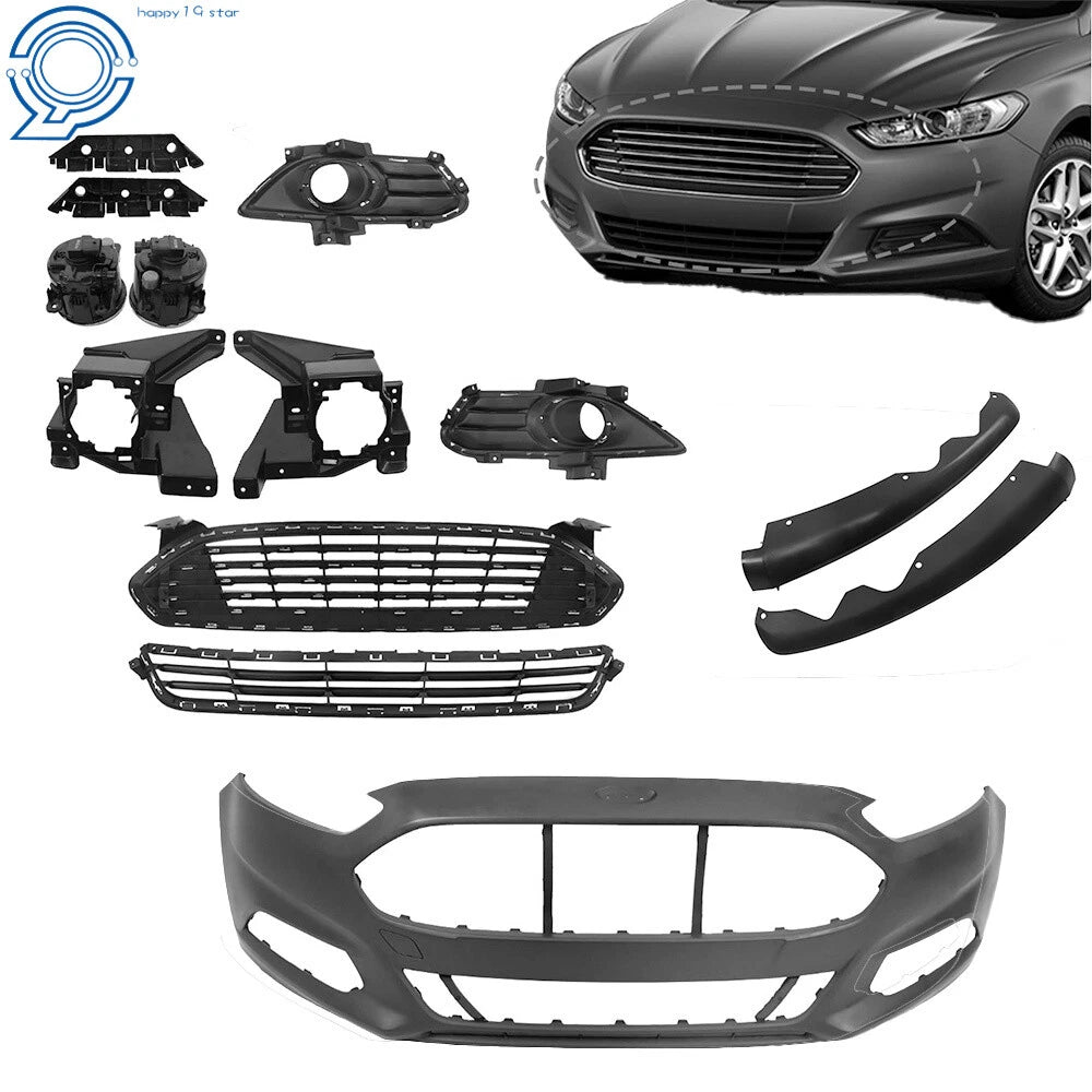 Front Bumper Cover & Grill for Ford Fusion (2013–2016) with Fog Light Covers