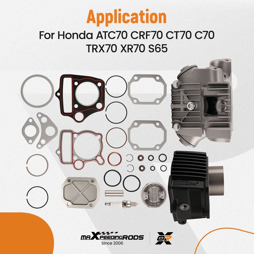 Cylinder Engine Motor Rebuild Kit for Honda ATC70 CT70 TRX70 CRF70 XR70 (70cc 1970–2009)