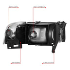 Chrome/Clear Side Headlight Lamps for Dodge Ram Pickup (1994–2002)