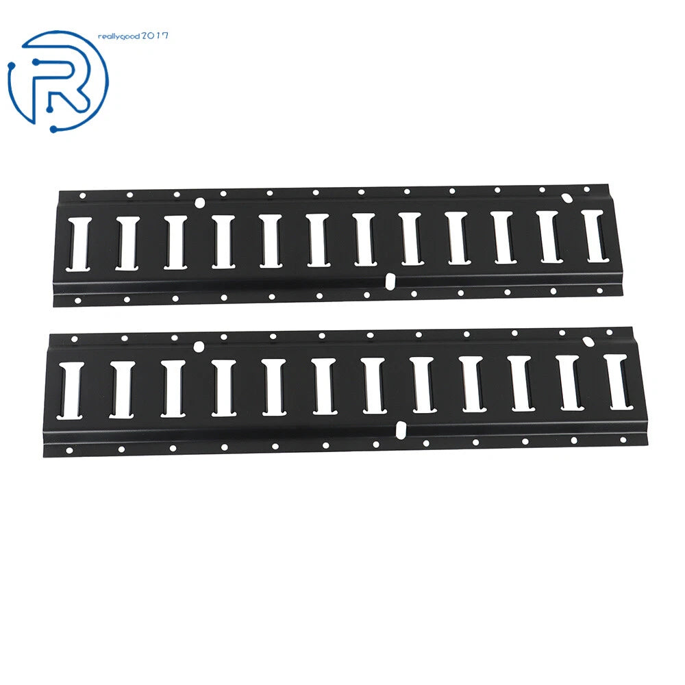Set of 2 Black Steel E Track Tie Down Rails for Garages Vans Trailers