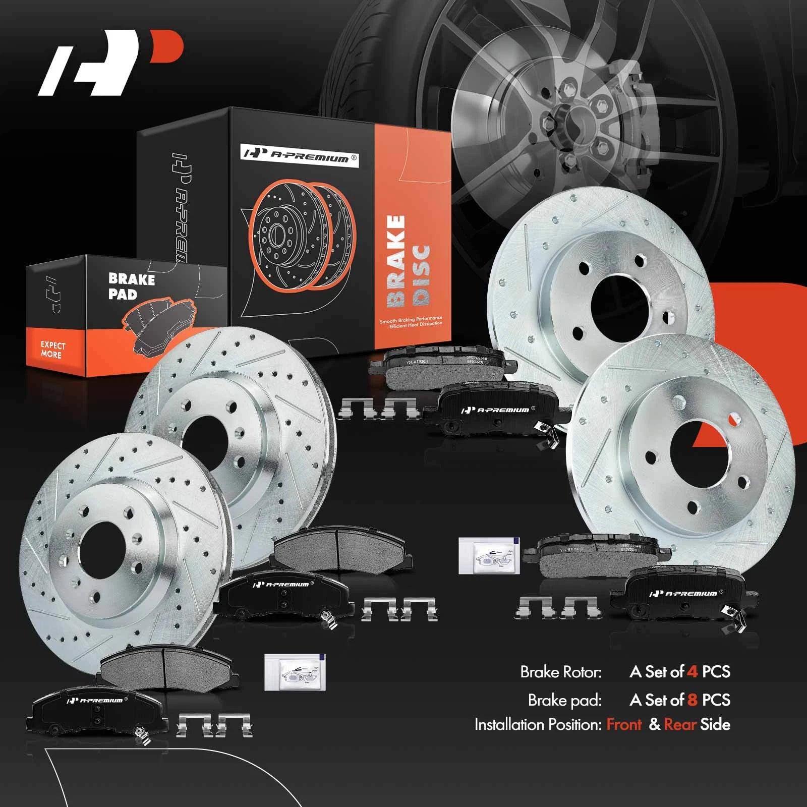 Set of 4 Drilled Brake Rotors & Ceramic Pads for Impala (2011–2013)