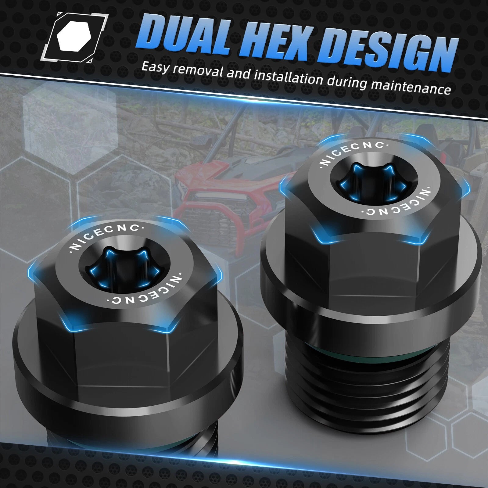 Front Differential Fill & Drain Plug for Polaris RZR RS1 XP 1000 Turbo (2018–2023)