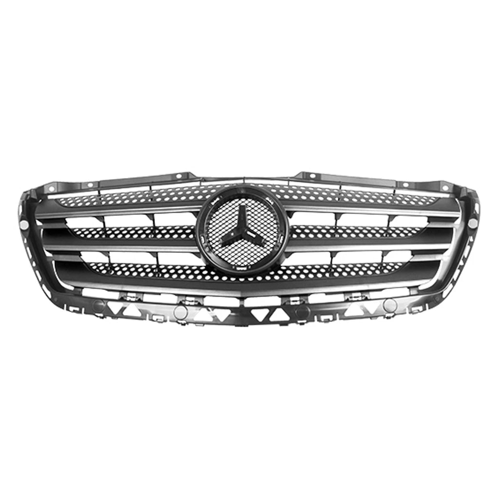 Replacement Black Matte Plastic Front Grille w/o Chrome Bars Style