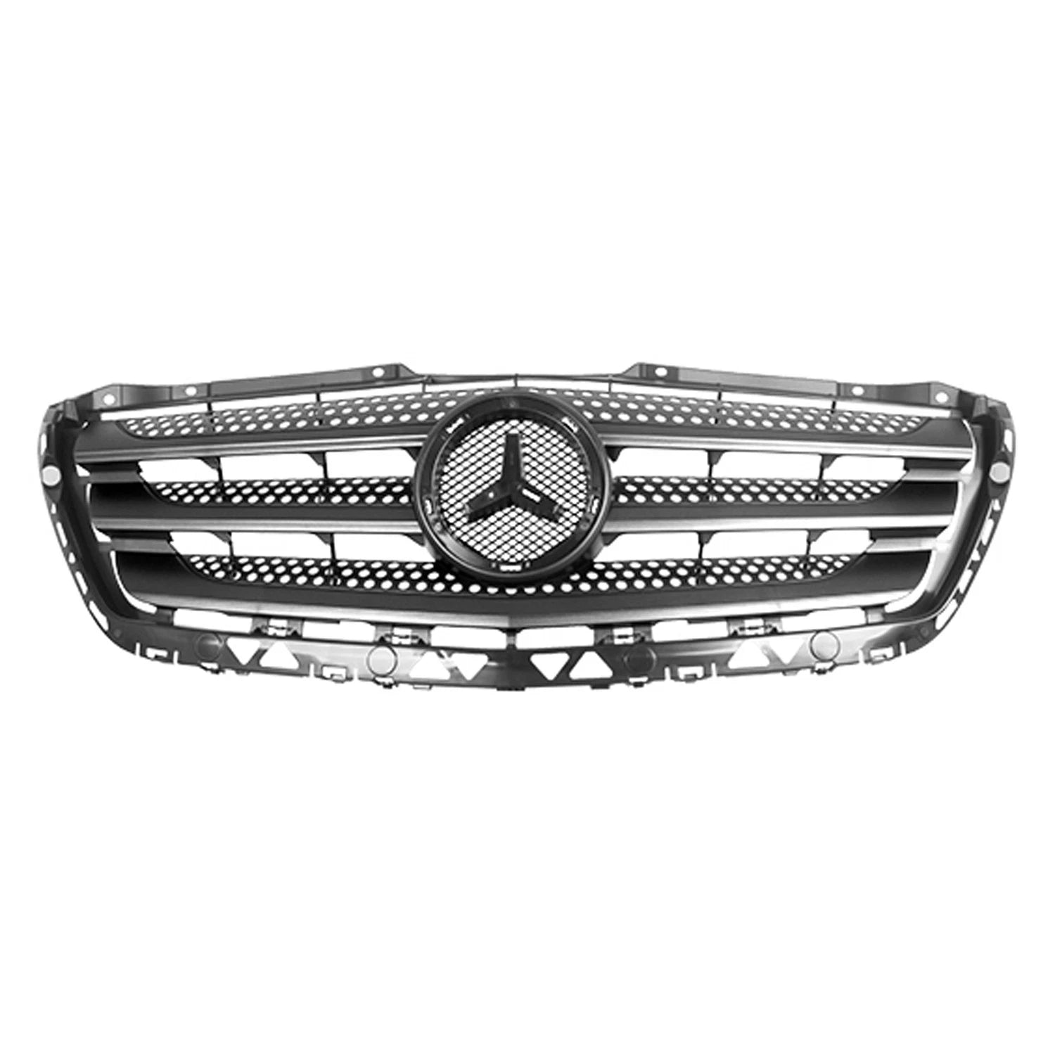 Replacement Black Matte Plastic Front Grille w/o Chrome Bars Style
