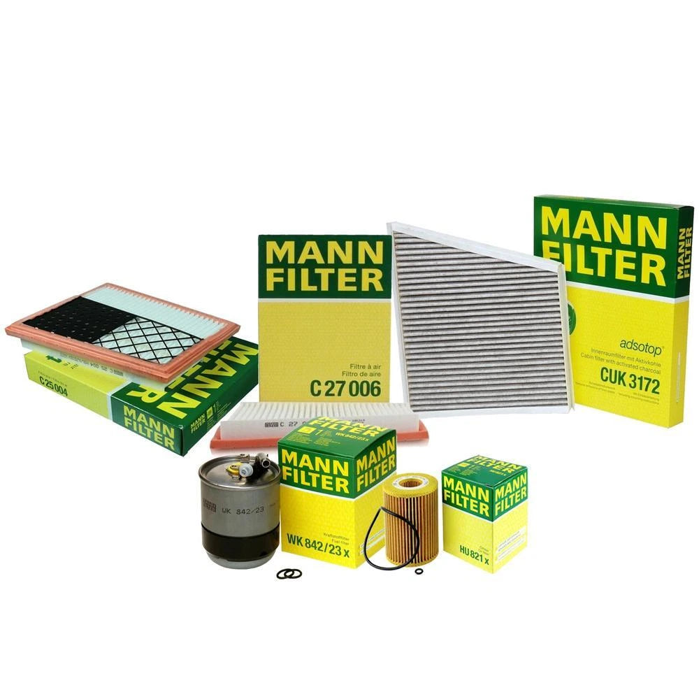 2X Mann Oil Air Carbon Cabin Fuel Filter Service Kit for W211 E320 (2003–2009)