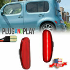 2X Red Lens LED Rear Bumper Side Marker Lights for Nissan Cube (2009–2014)