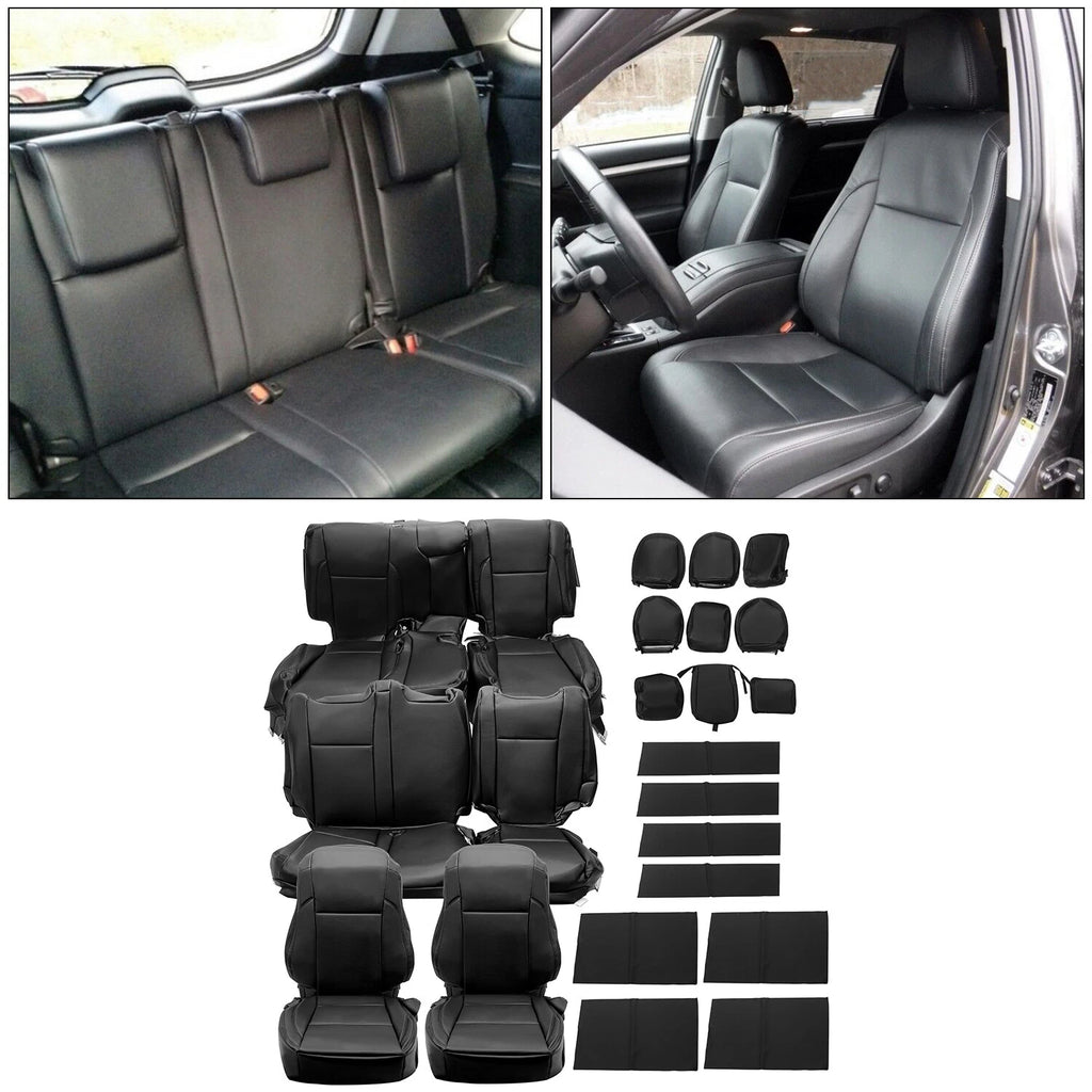 Set of 2 Seat Covers for Toyota Highlander LE/Hybrid (2014–2019) Black