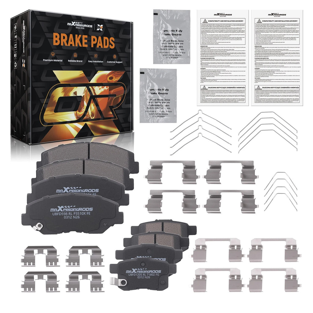 8pcs Ceramic Brake Pads Set for Honda Accord (2008–2017) w/Lubricant