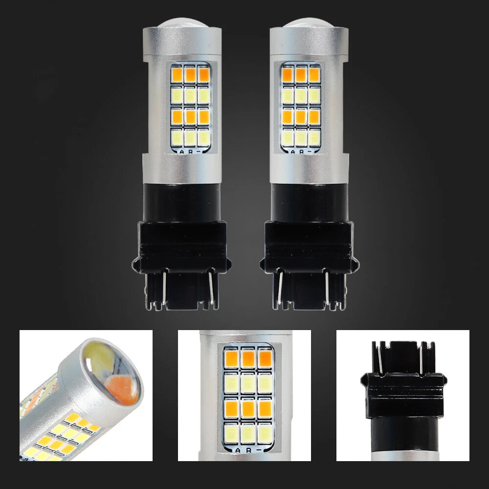 2X Dual Color White/Amber 3157 LED Turn Signal Bulbs for Various Models