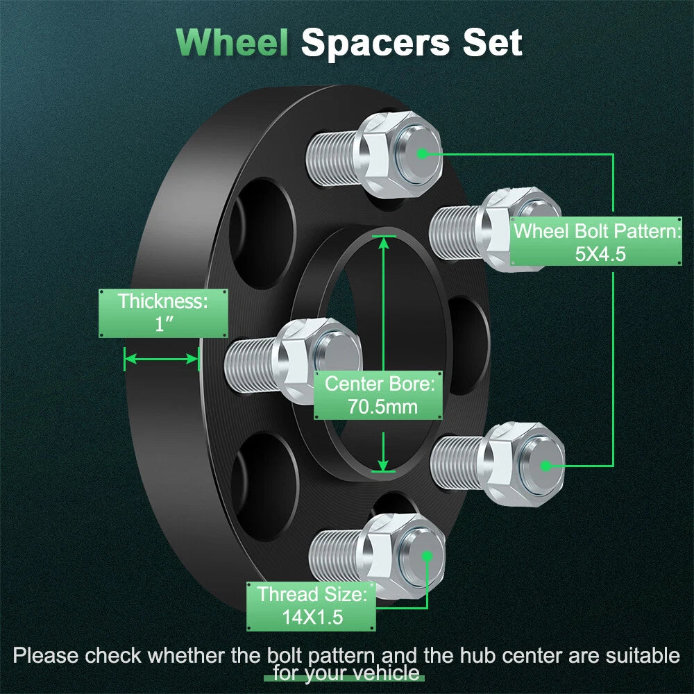 Set of 4 Wheel Spacers for Ford Mustang Explorer (1" 25mm, 5x4.5)