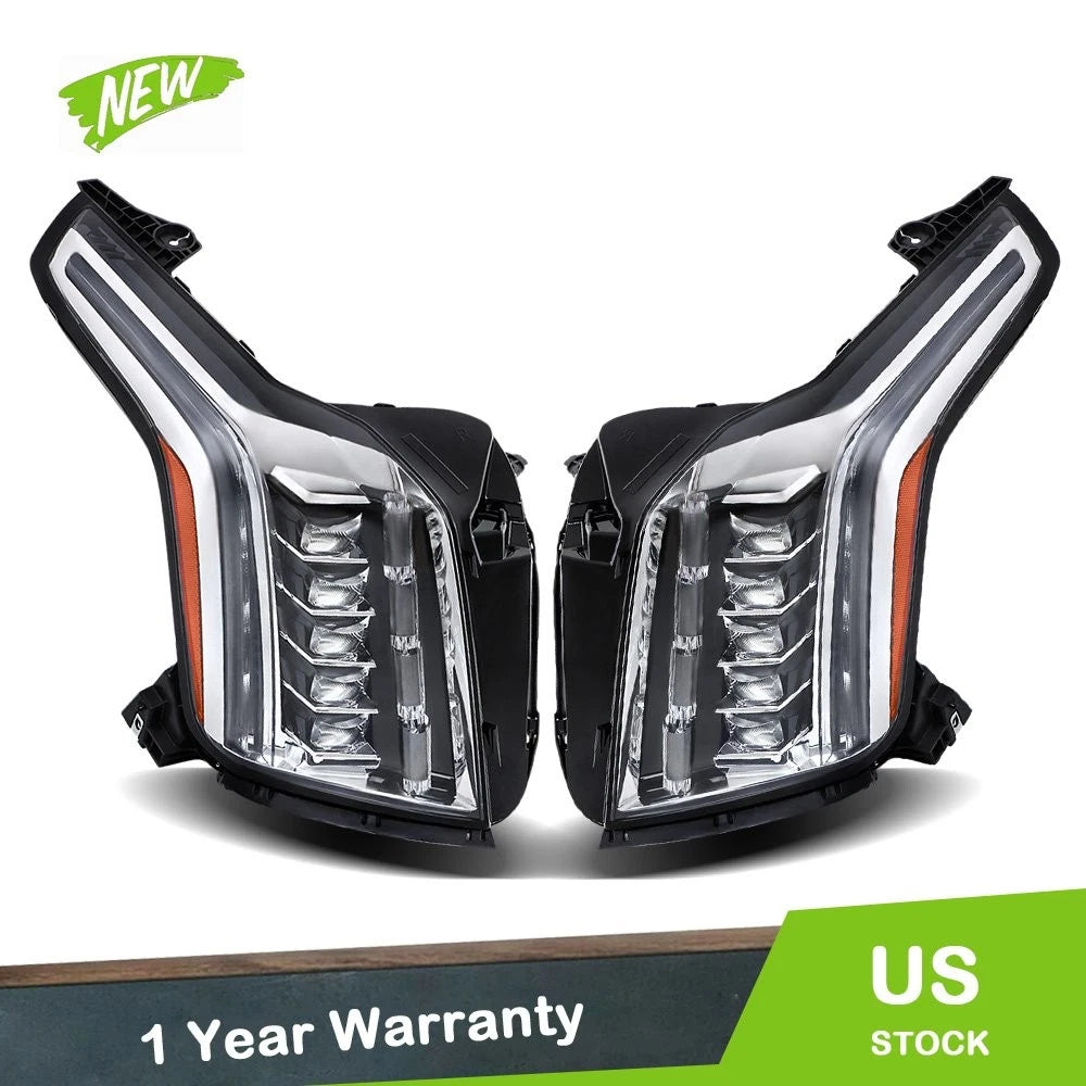 Headlight Assembly Set of 2 for Cadillac Escalade (2015–2020) Chrome LH+RH