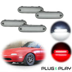 Set of 2 Clear Red LED Side Marker Signal Lights for Mazda Miata MX-5