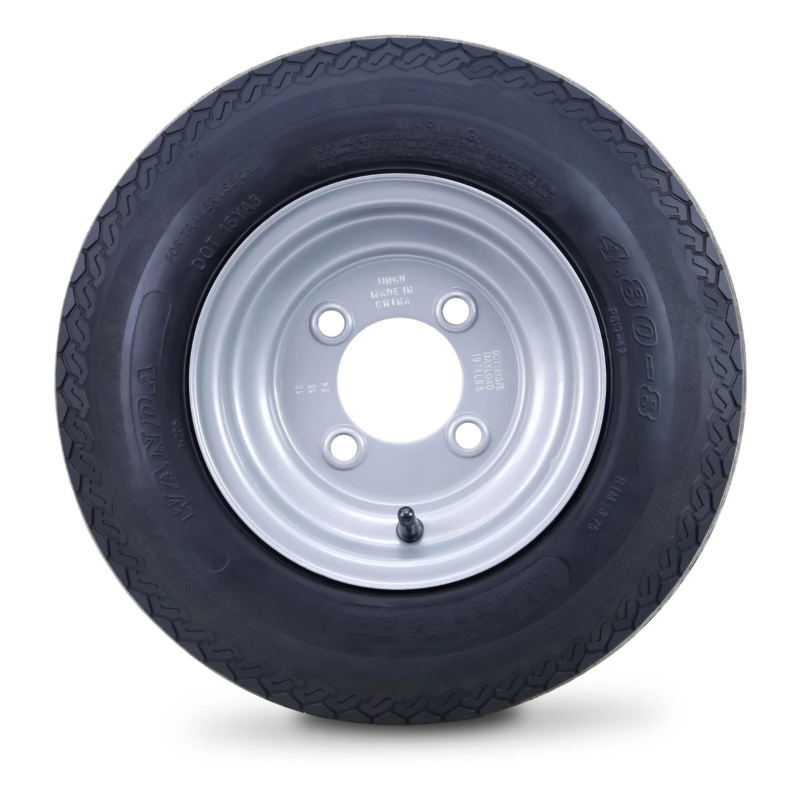WANDA Trailer Tire Wheel Assembly 4.80-8 6-Ply 4 Lugs 4" PCD Silver Rim