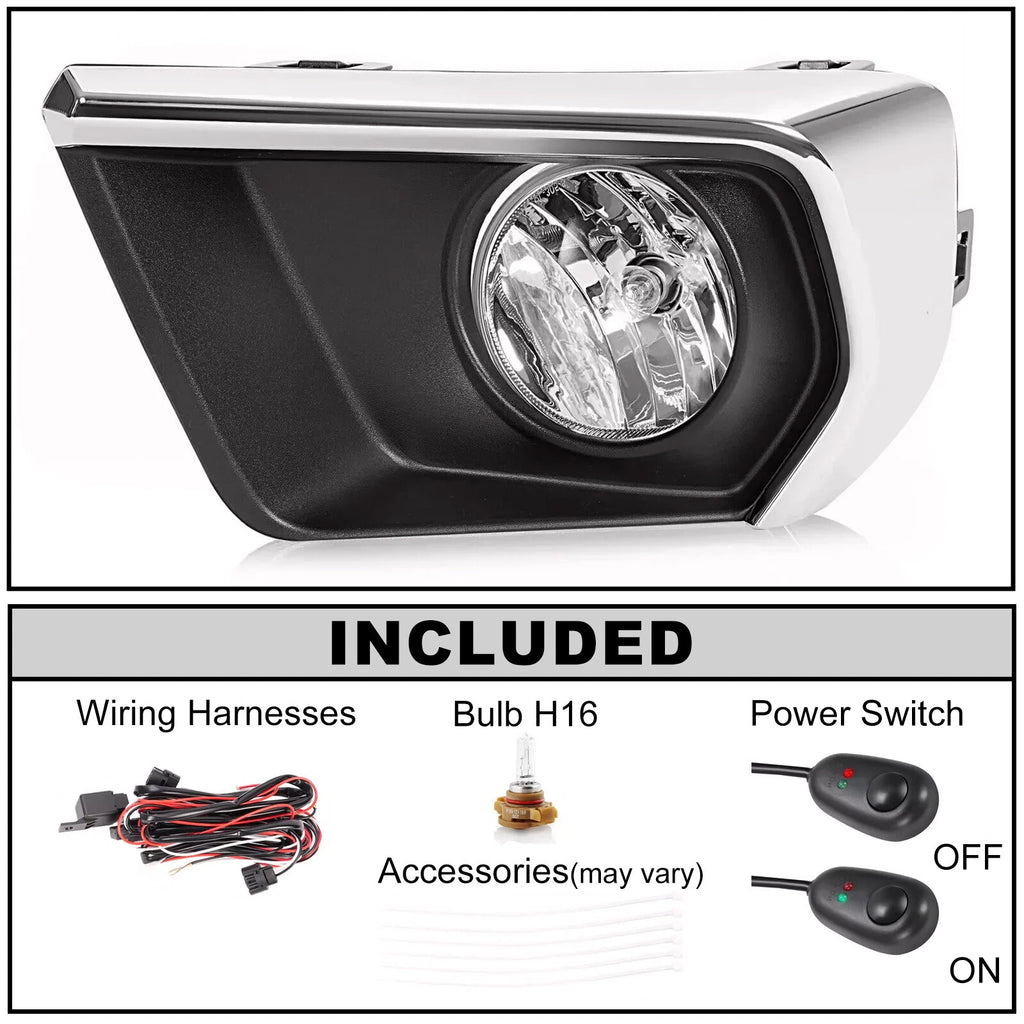 Fog Lights for Chevy Colorado (2021–2022) - Silver Bezel, Relay Switch, Wire, Bulb