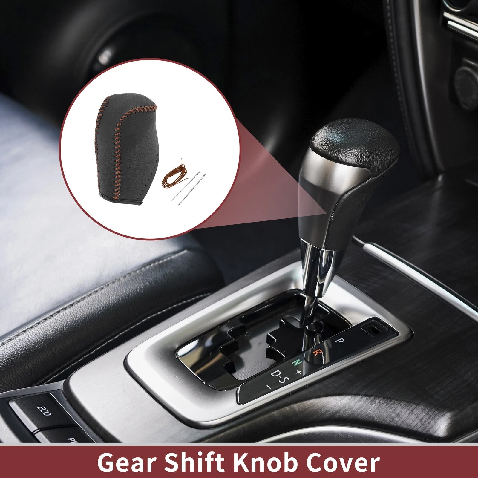 1Pc Gear Shift Knob Cover for Toyota Corolla (2014–2018) Brown Faux Leather