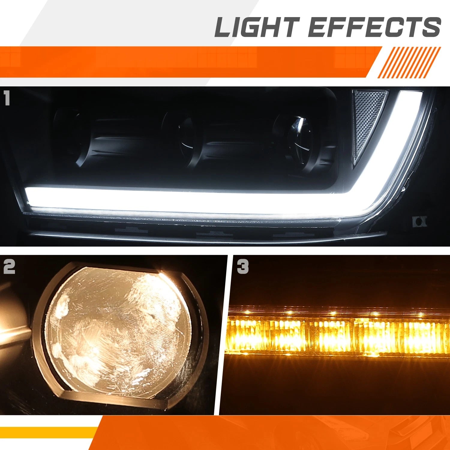 LED DRL Sequential Projector Headlights for Ram 1500 (2019–2024)