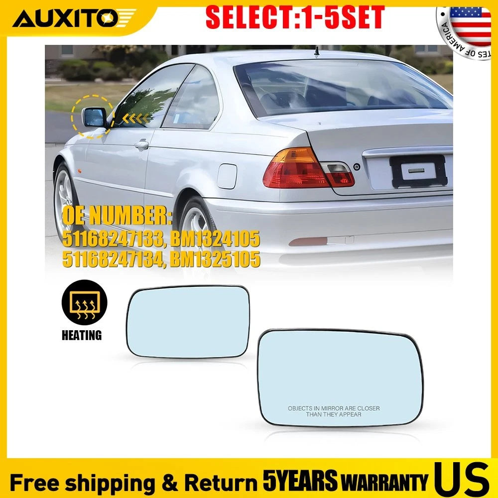 Heated Mirror Glass Blue Tinted for BMW 328Ci 330Ci 745i 750Li (2001–2008)