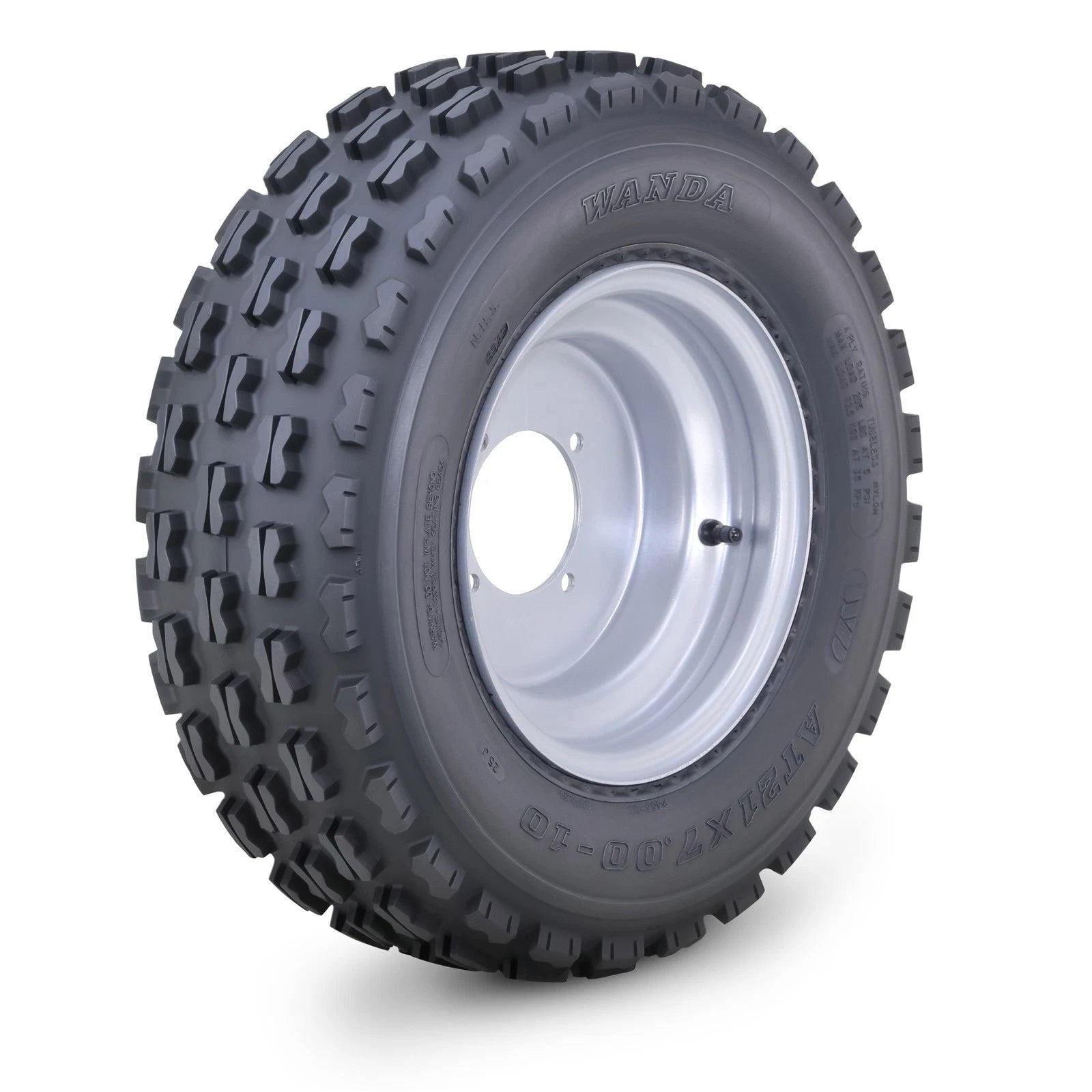 WANDA ATV Tire & Wheel 21X7-10 for ATV (10075) 4x110mm PCD 2+3 Offset Silver