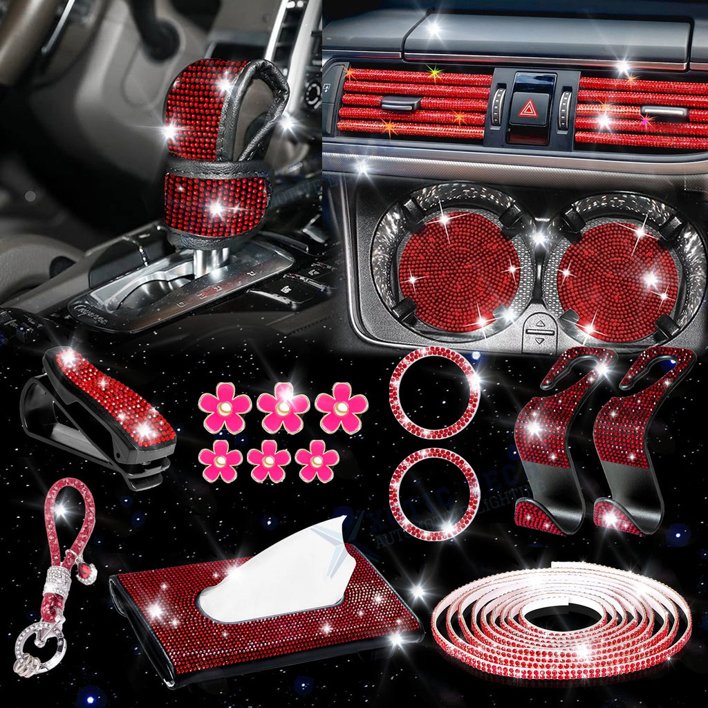 Rhinestone Gear Shift Knob Cover for Glasses Holder for Universal (—)