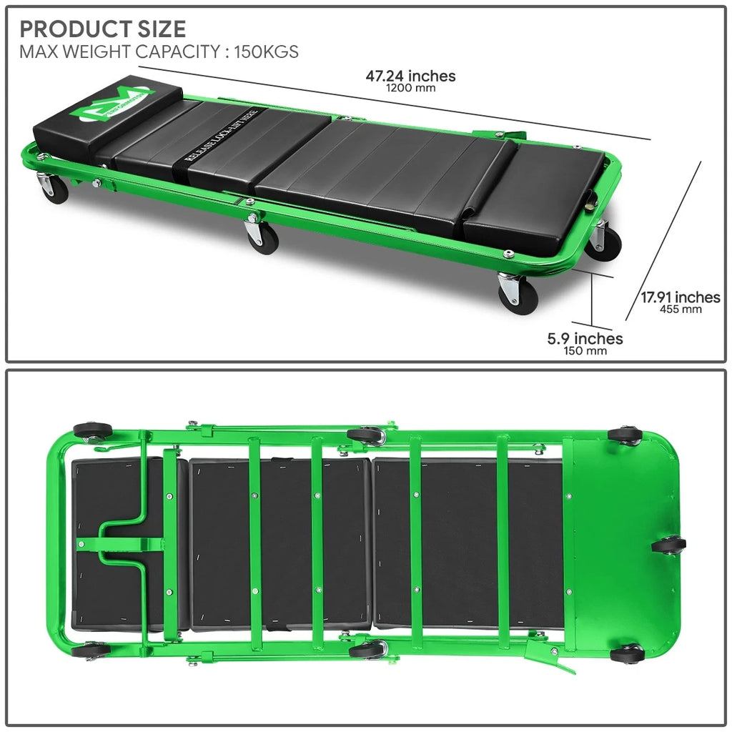 2-in-1 Rolling Creeper for Universal Use (48" x 18" x 5.9", 330lbs Capacity)