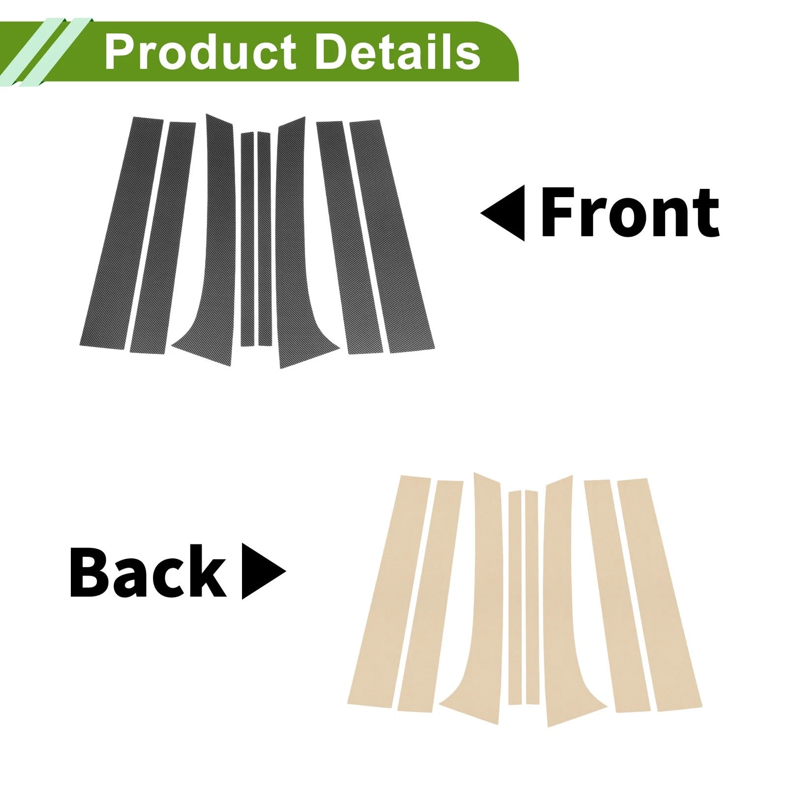 8 Pcs Pillar Window Trim for Chevy Trailblazer (2002–2009) Carbon Fiber Black
