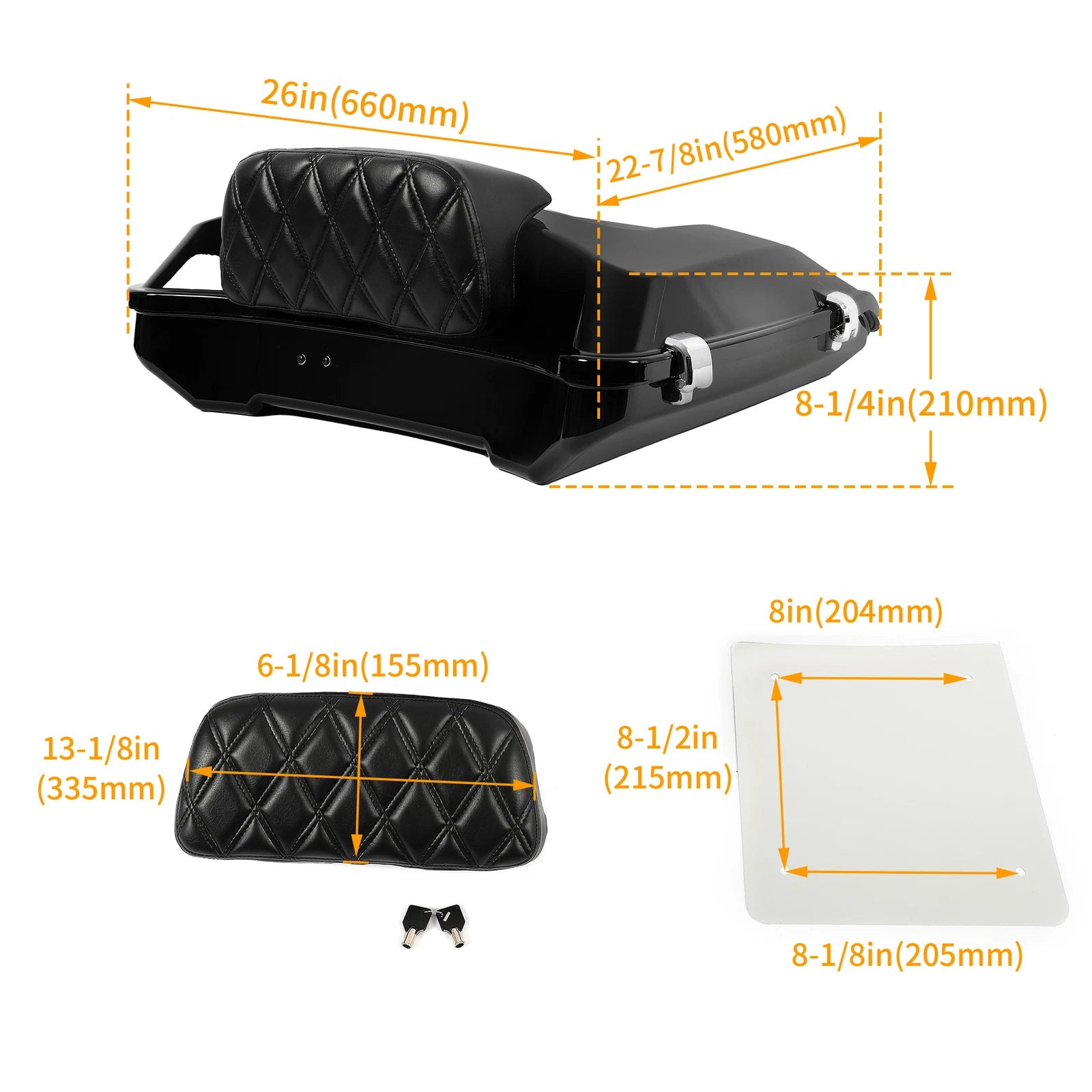 Black Razor Trunk Backrest for Harley Touring Road King Glide (2014–2024)