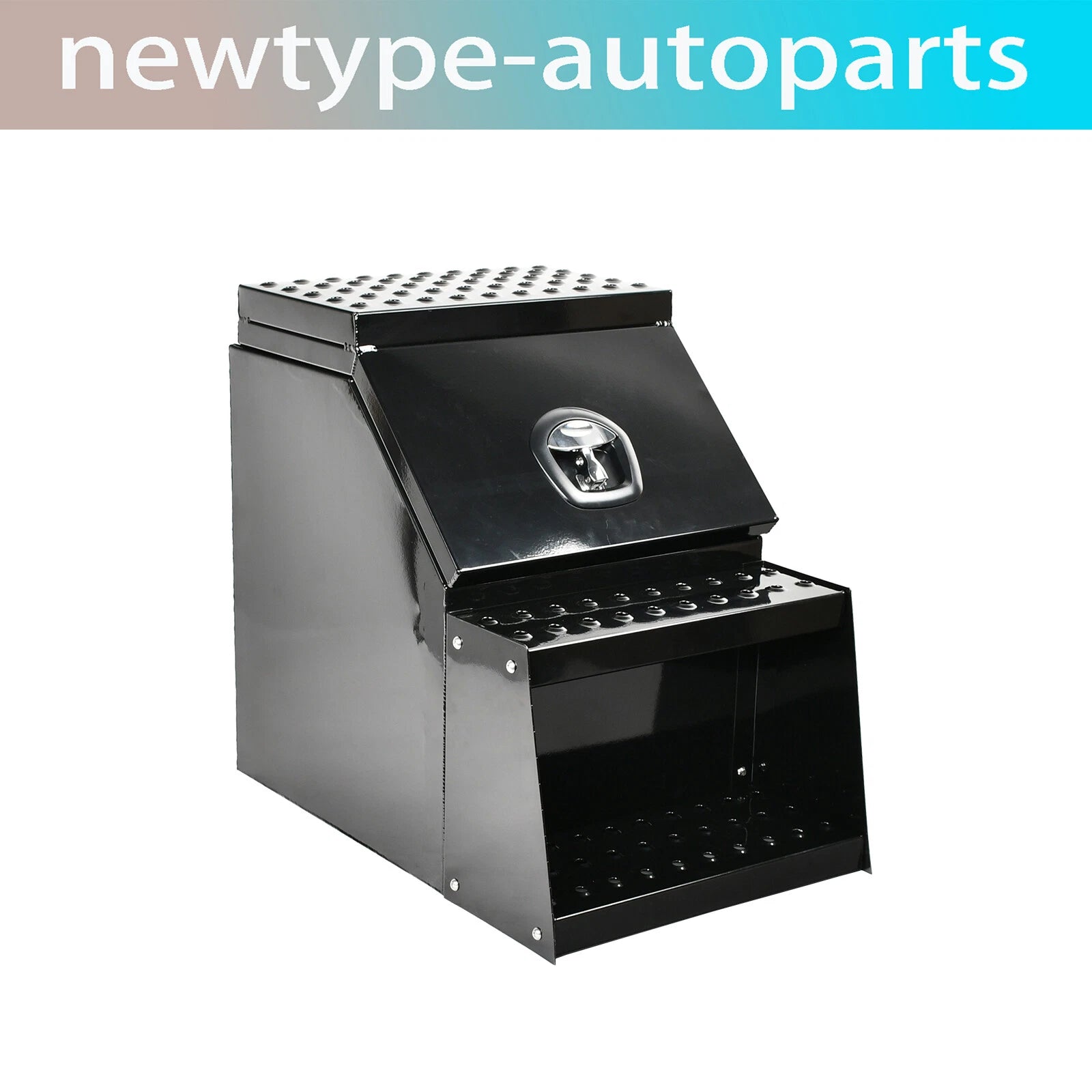 Black Aluminum Tool Box with Saddle Step for Semi Truck (28"x25"x18")