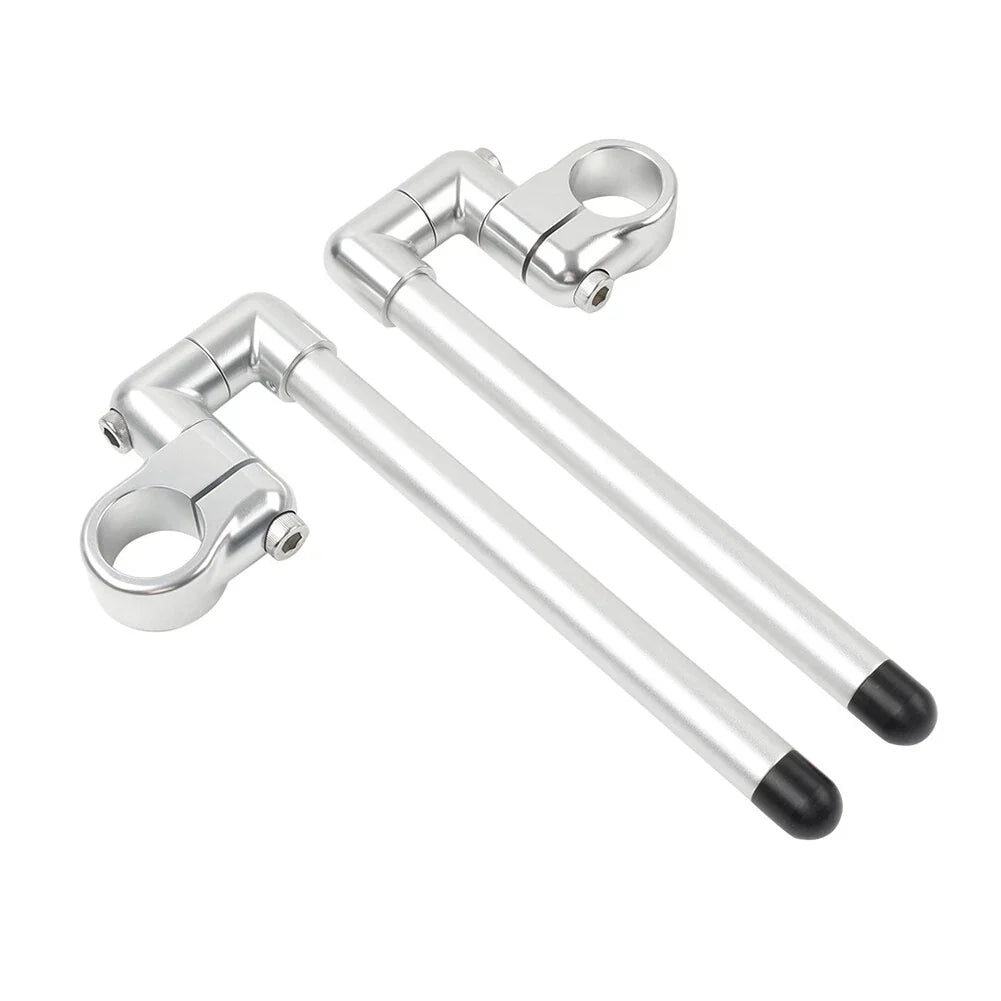 37MM Clip-On Handlebar for Universal Cafe Racer 7/8" Fork Tube Silver