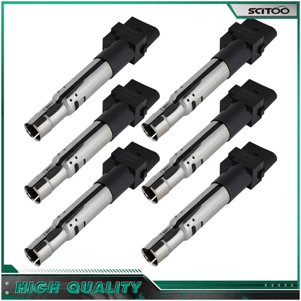 Set of 6 Ignition Coils for Volkswagen Passat 3.6L (2006–2008) Audi Q7 3.6L (2007–2008)