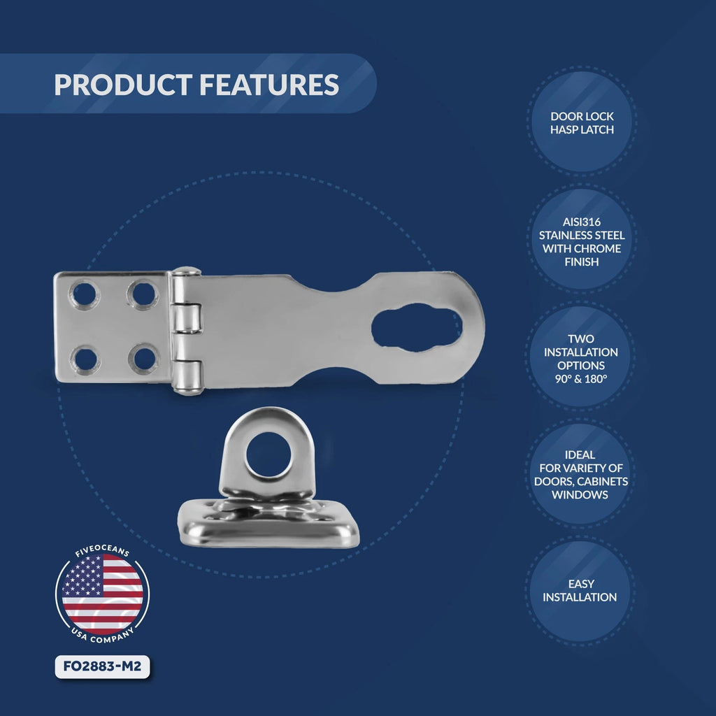 Set of 2 Marine Door Lock Hasp Latch for All Doors
