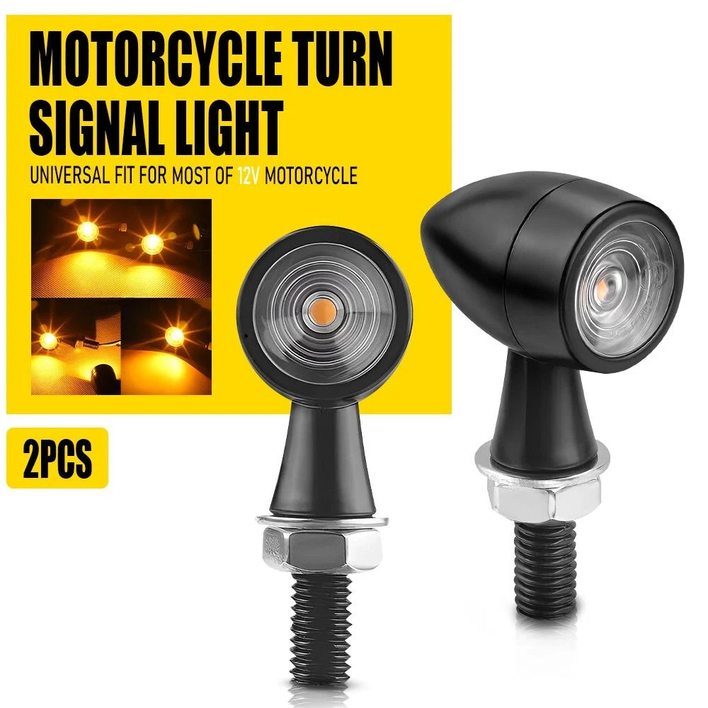 Black Mini Bullet Amber Turn Signal Lights for Motorcycle (PY)