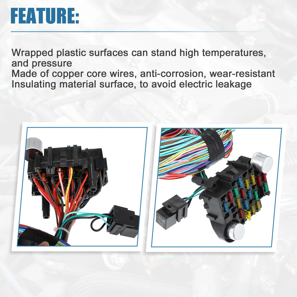 Set of 1 Universal 21 Circuit Wiring Harness Kit for GM Chevy Ford Truck