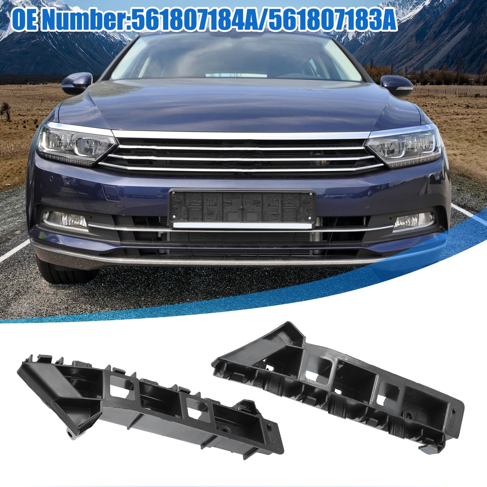 2X Front Left Right Side Bumper Cover Bracket No. 561807184A for Volkswagen 