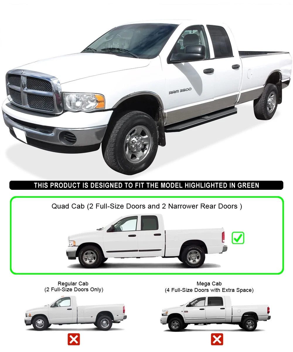 Running Boards for Dodge Ram 1500 2500 3500 Quad Cab (2002-2008)