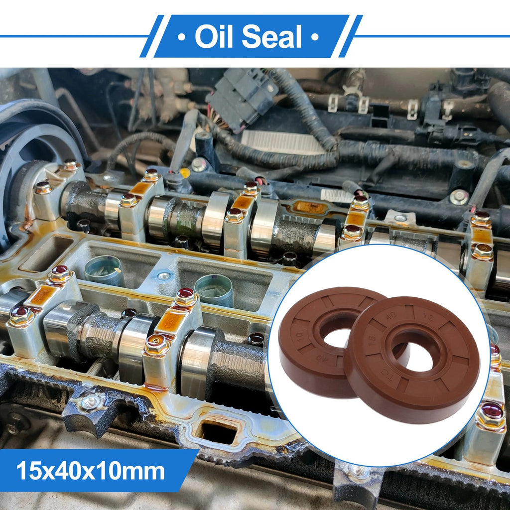 Set of 2 Oil Seal Rotary Shaft Seal FKM Rubber 15x40x10mm