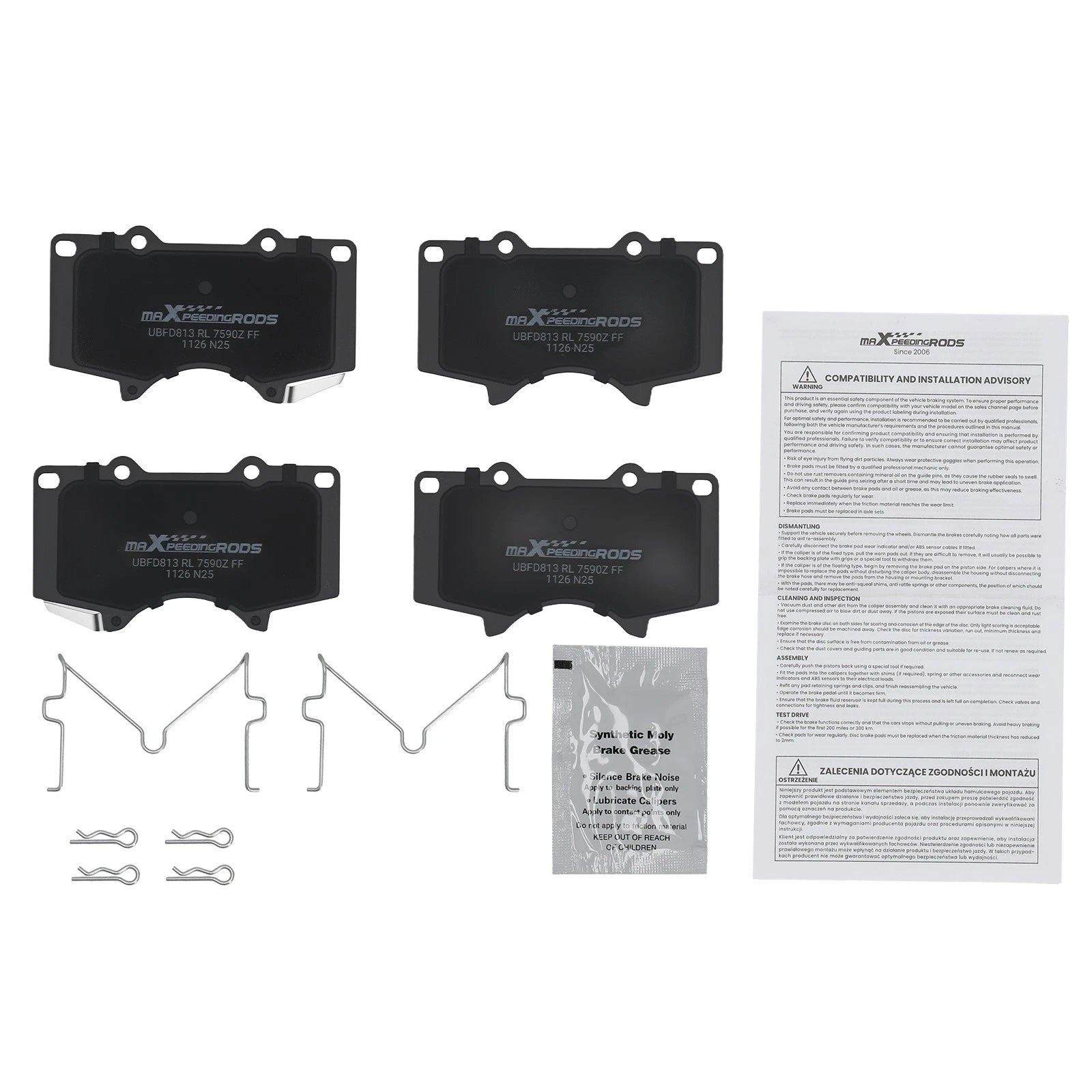Front Ceramic Brake Pads Set For Toyota 4runner 2003-2024/FJ Cruiser 2007-2014
