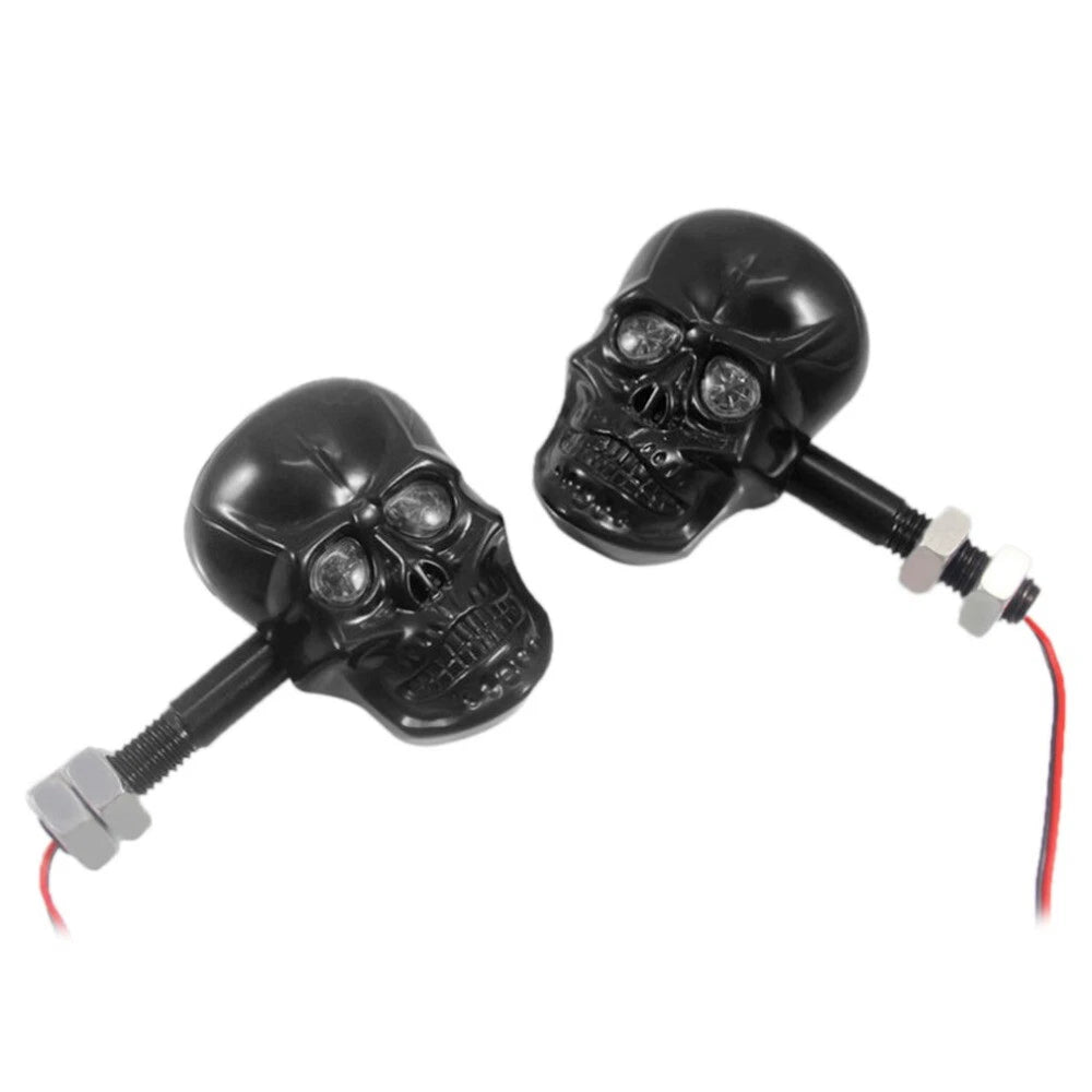 2X Chrome LED Turn Signal Lights for Harley-Davidson (Black)