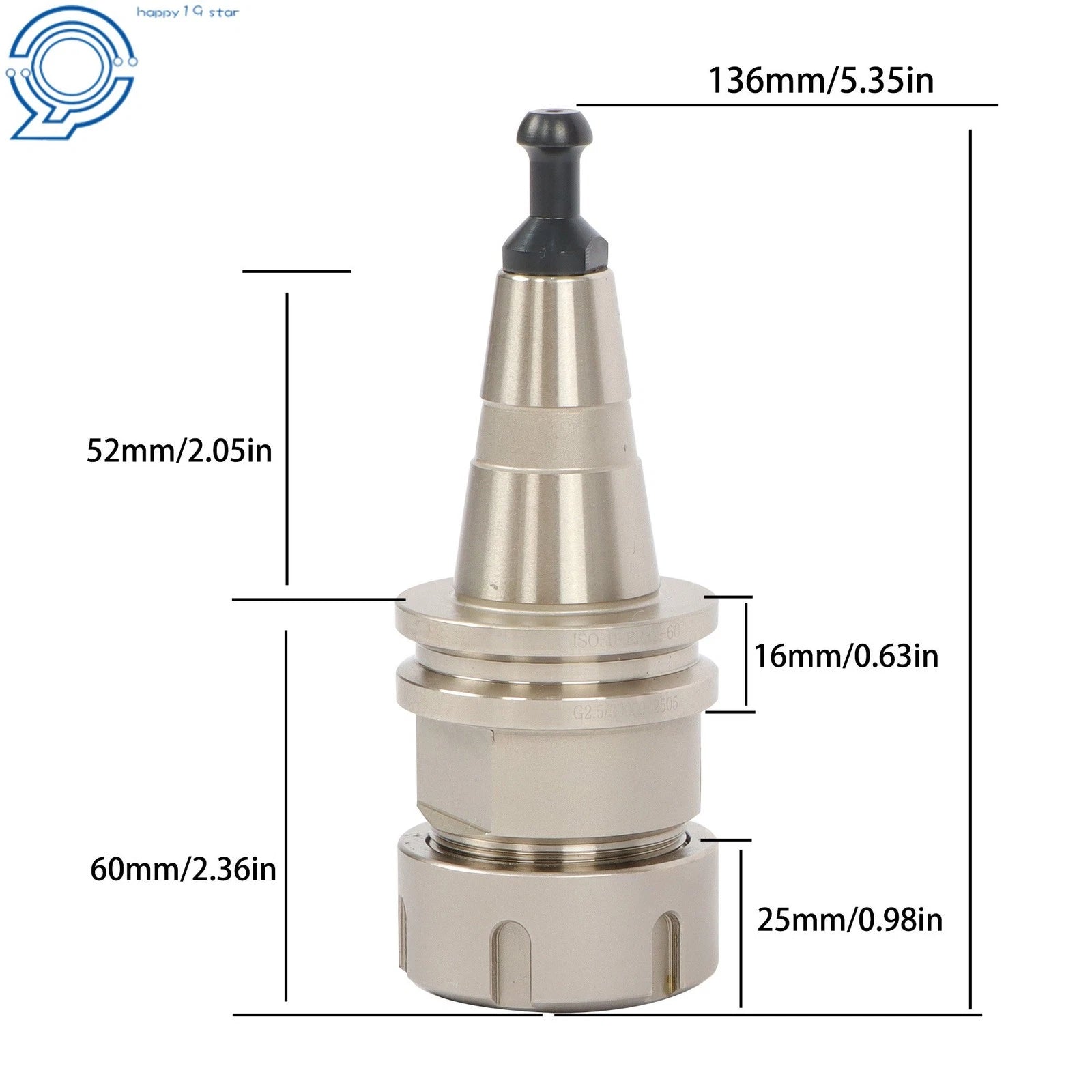 Set of 5 Precision ER32 Holders for ISO30 (60mm, 30000 RPM)