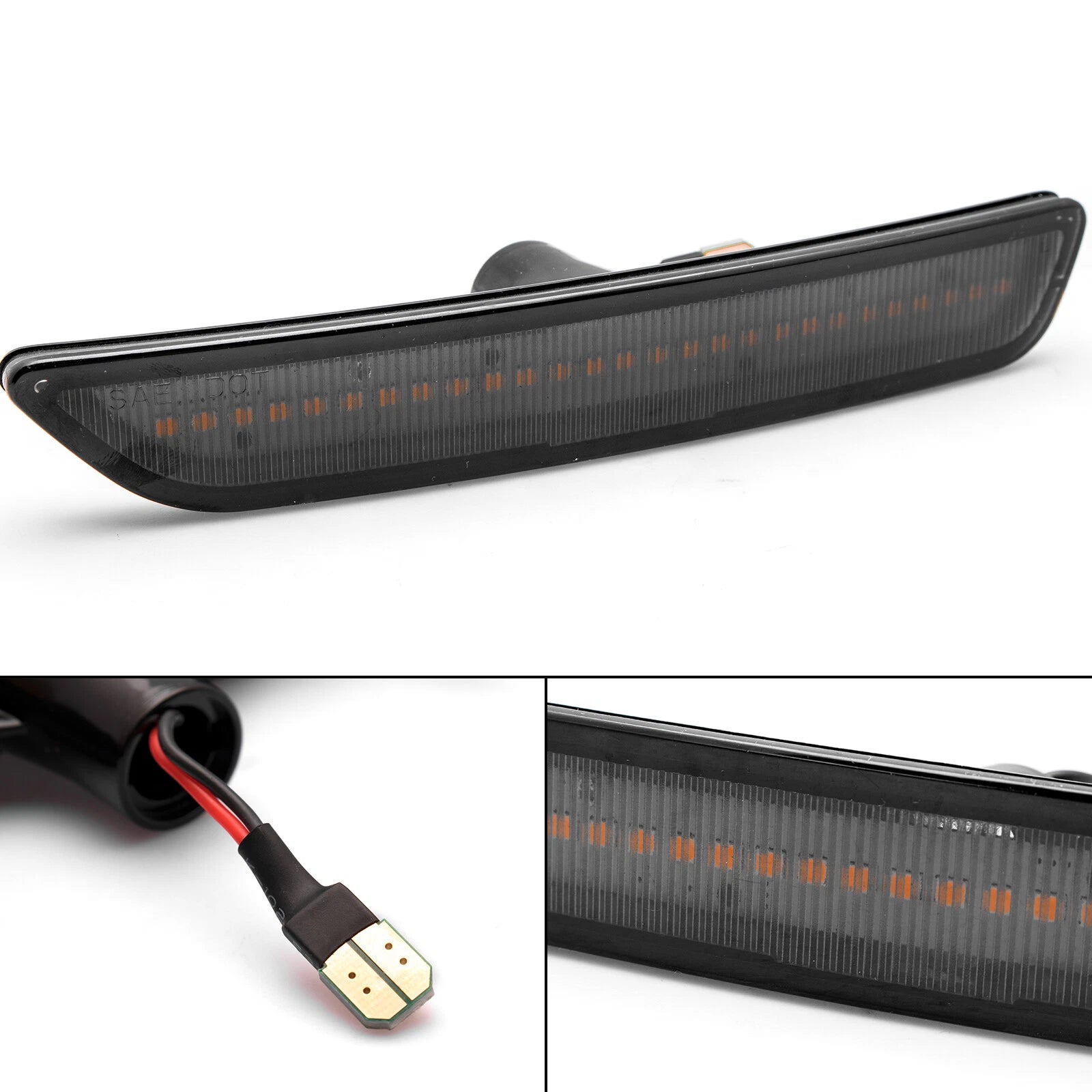Smoked Lens Amber LED Front Side Marker Lamps for Ford Mustang (2010–2014)