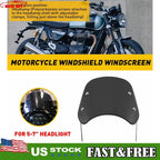 Universal Motorcycle Headlight Fairing Windscreen 5-7'' Round Black