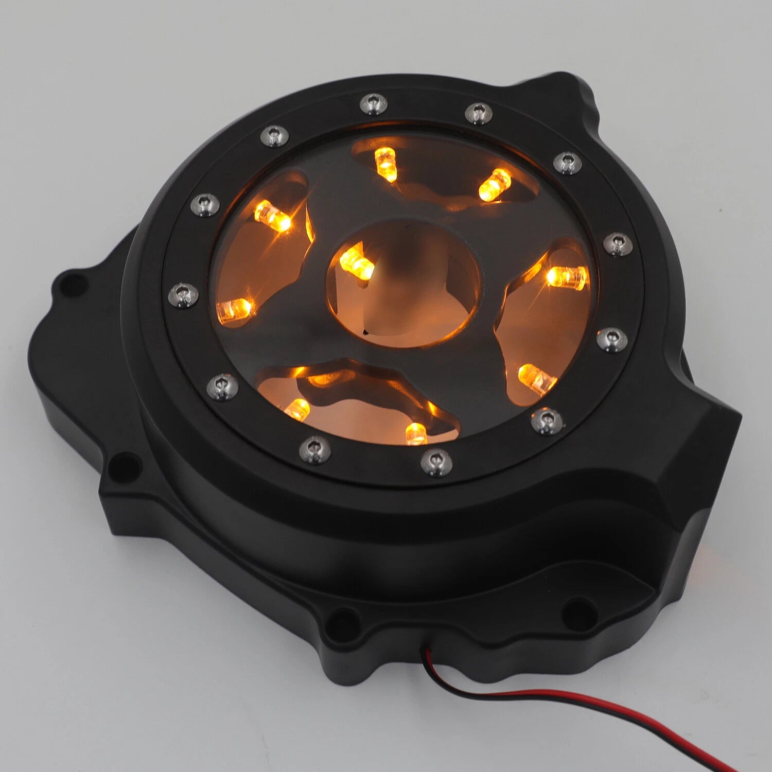 Left Engine Stator Cover for Honda CBR 600RR (2003–2006) - Black w/ Yellow LED