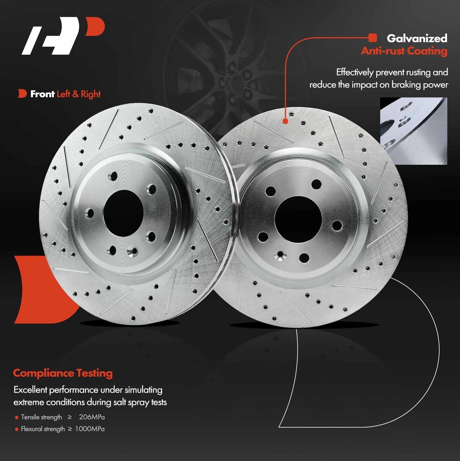 Front Side Drilled Brake Rotors for Ford Explorer (2011-2019)