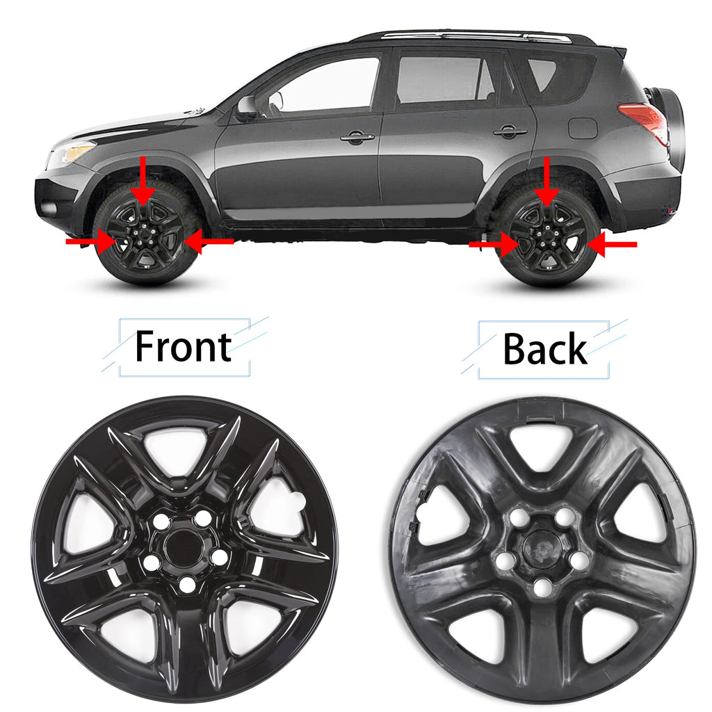 Set of 4 Black Wheel Hub Caps for Toyota RAV4 (2006–2012)