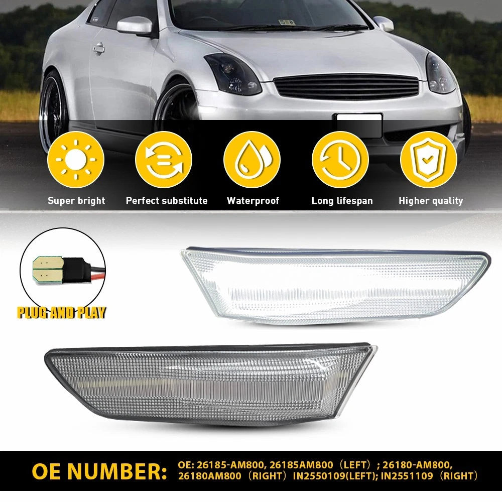 Clear Lens Side Marker Lights for Infiniti G35 Coupe (2003–2007)