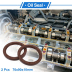 2X Oil Seal Rotary Shaft Seal for Various Models (70x90x10mm) FKM Rubber