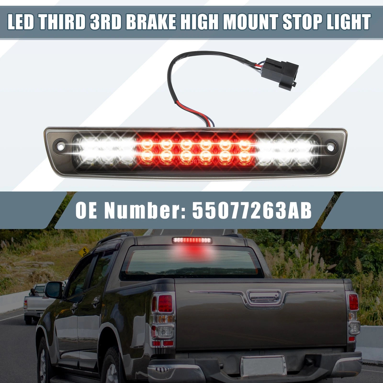 High Mount Stop Light 55077263AB for Dodge  Chrome Smoked Lens