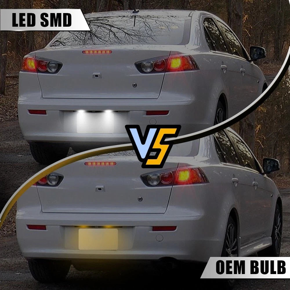 2X 18-SMD White LED License Plate Lamp for Mitsubishi Lancer (2003–2017)